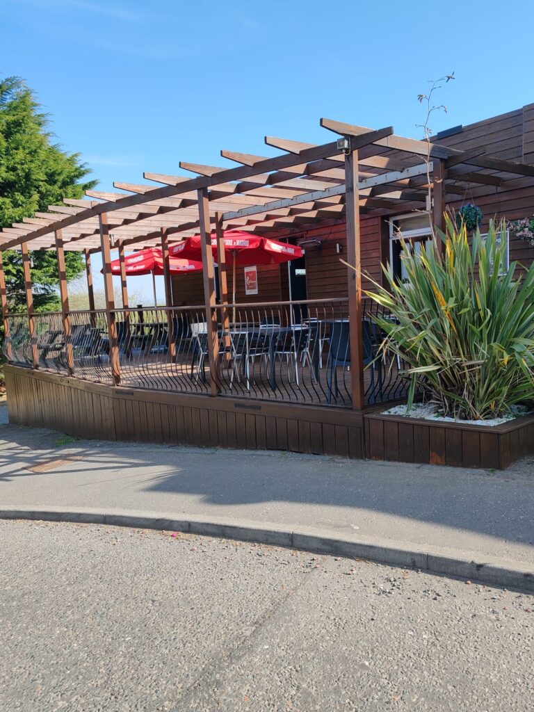 The beer garden on a sunny day at The Canalside